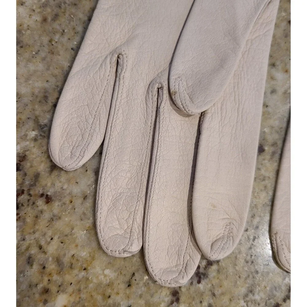 Vintage Size S Beige Soft Kid Leather Formal 8